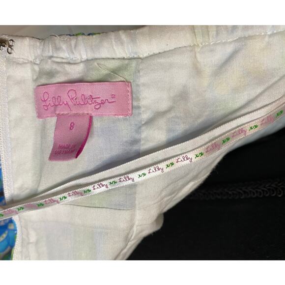 Lilly Pulitzer Halter Floral Dress Blue‎ Green and yellowSize 8 - Picture 8 of 9